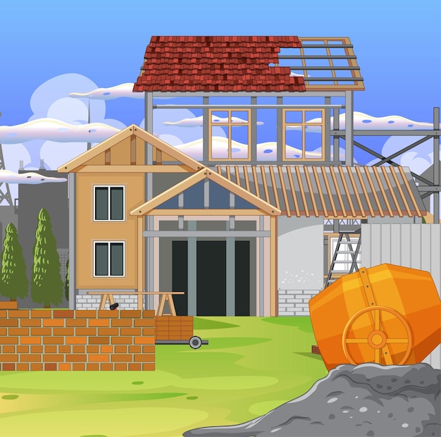 Free Vector building construction site scene