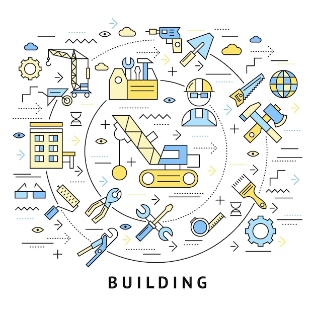 Free Vector building round composition