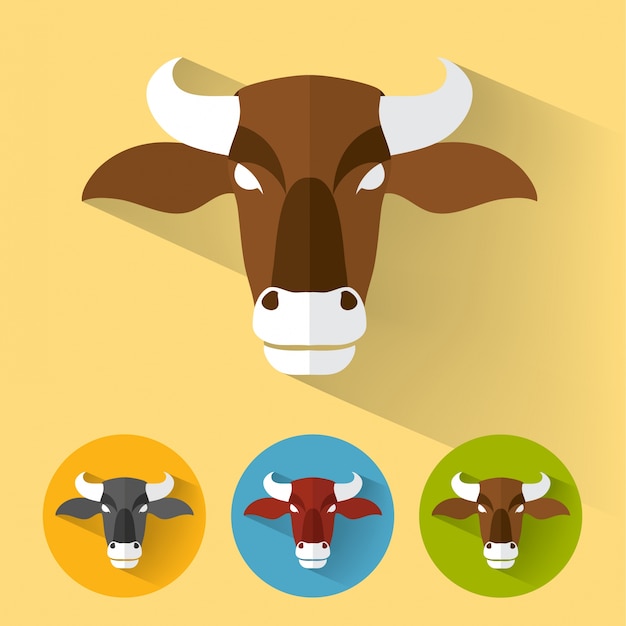 Free Vector bull flat portrait