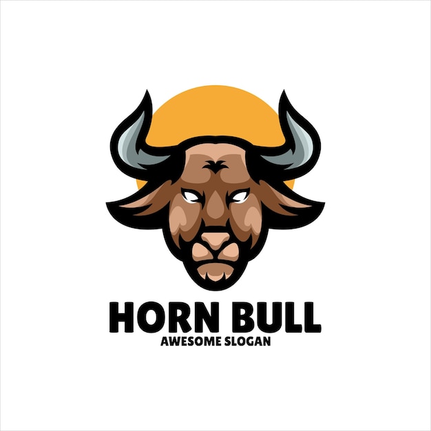 Free vector bull head mascot illustration logo design