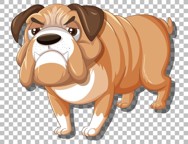 Free vector bulldog cartoon character on grid background