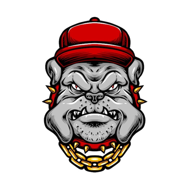 Free Vector bulldog with hat and chain necklace vector