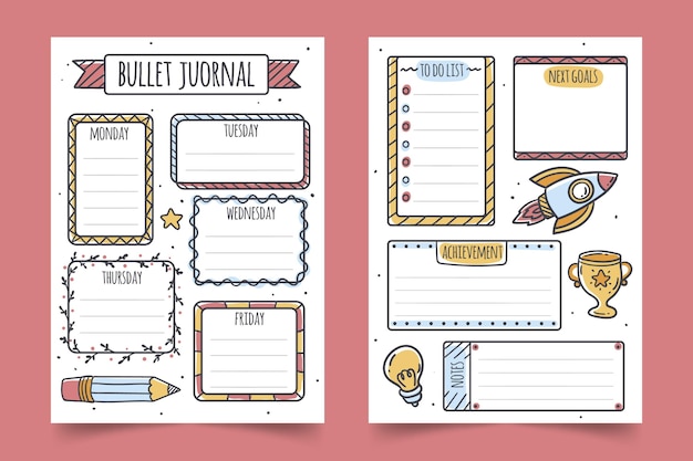 Free Vector bullet journal planner collection