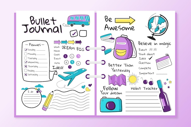 Free vector bullet journal planner template