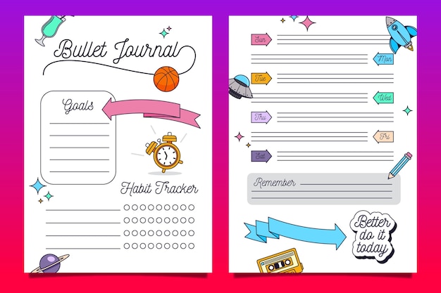 Free Vector bullet journal planner template