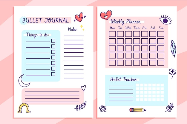 Free Vector bullet journal planner template