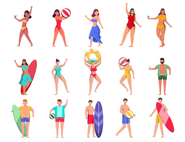 A bundle of 15 female characters in bathing suits and poses with assets