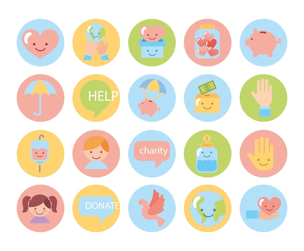 Bundle of charity campaign icons