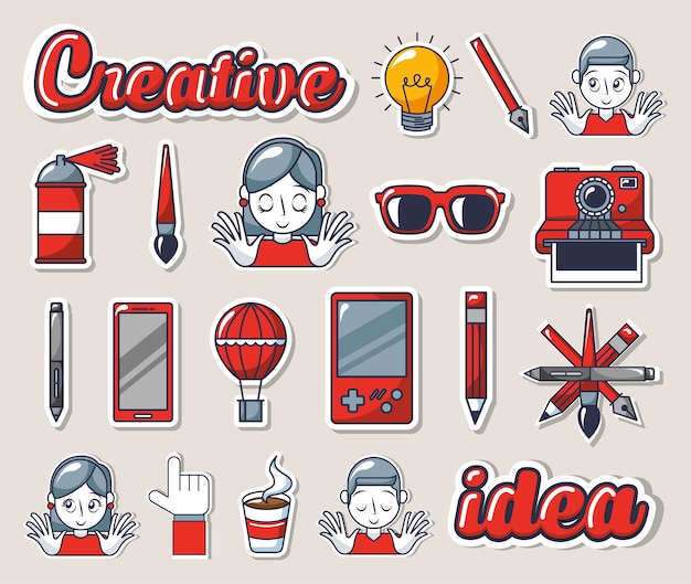 Free Vector bundle of creative photographic ideas set icons