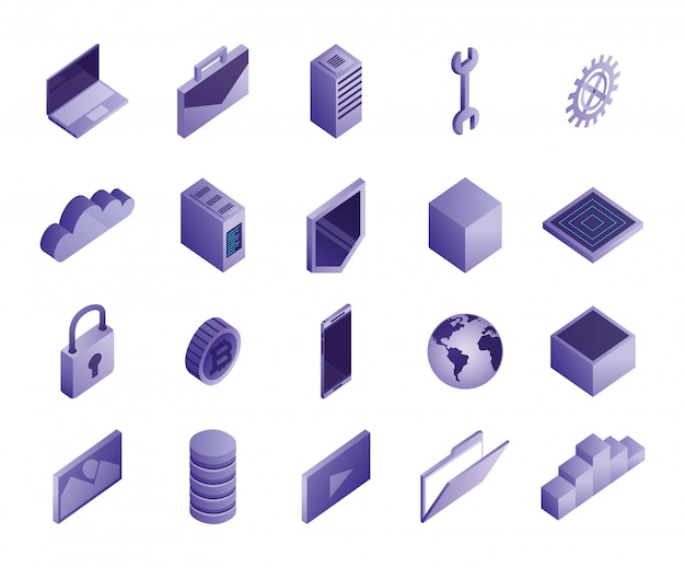 Bundle of data center icons