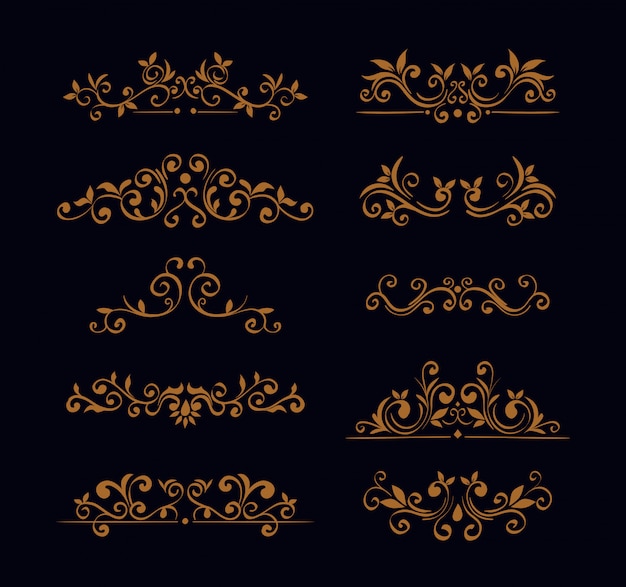 Bundle of elegant ornamental borders frames