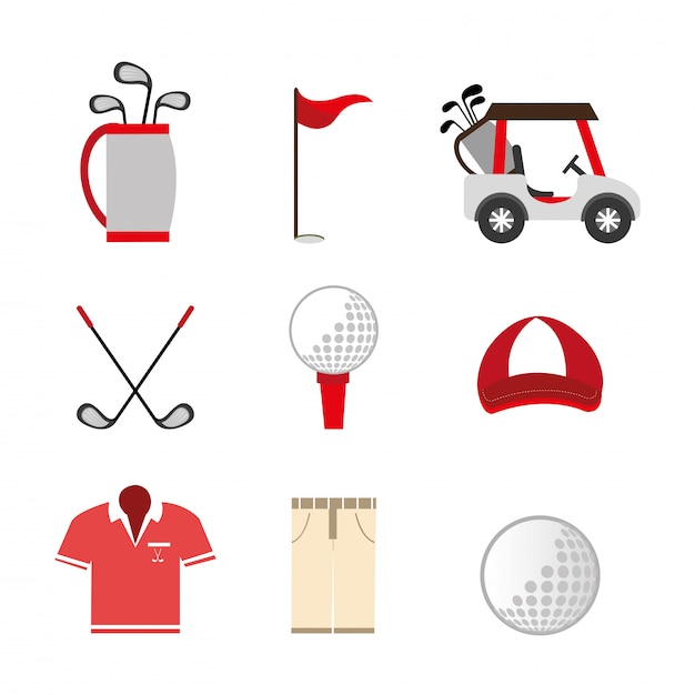 Bundle of golf set icons