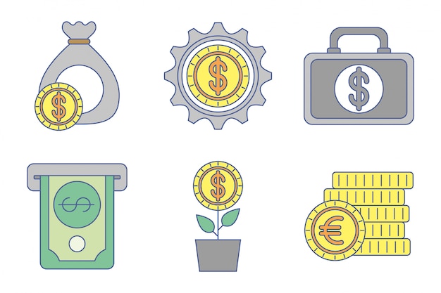 Bundle of money exchange icons