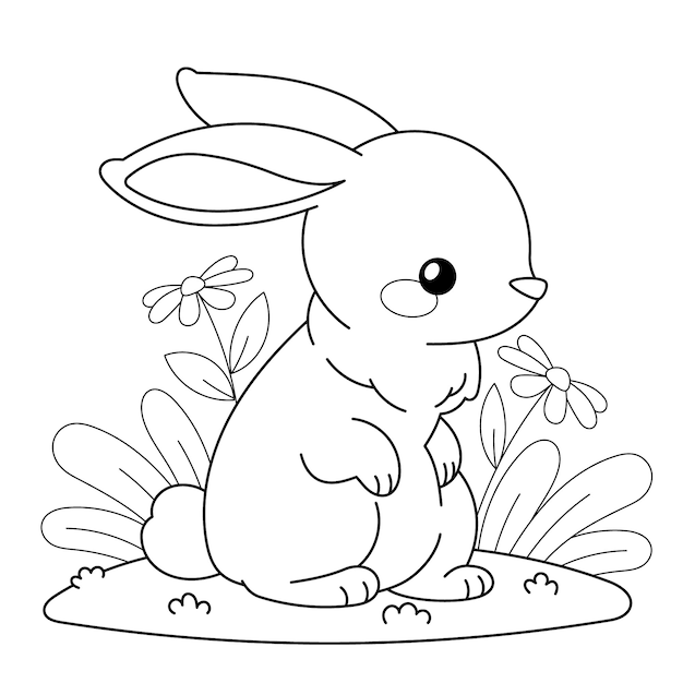 Free Vector bunny coloring book illustration