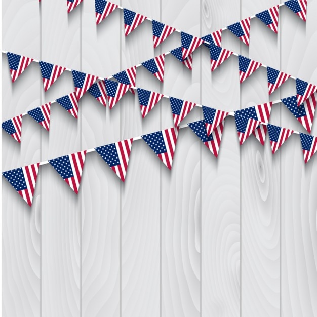 Free Vector bunting of usa on wooden background