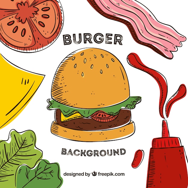 Burger background with tasty ingredients