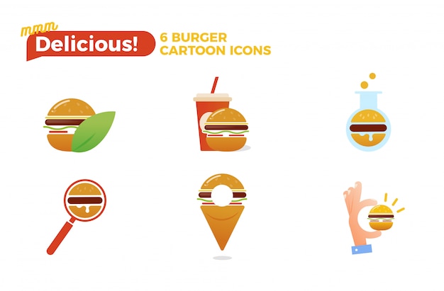 Burger cartoon icon set