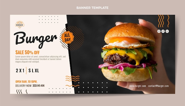 Free Vector burger discount banner template