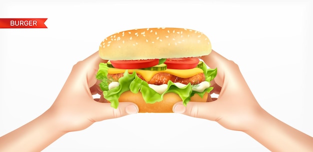 Burger in hands illustration