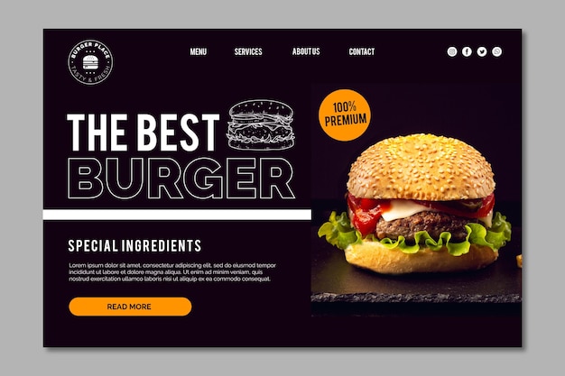 Free Vector burger landing page template