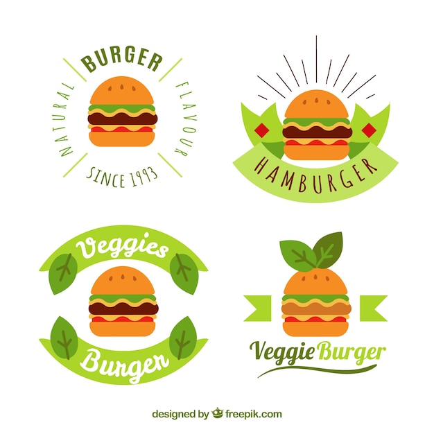 Free Vector burger logo collection with green design