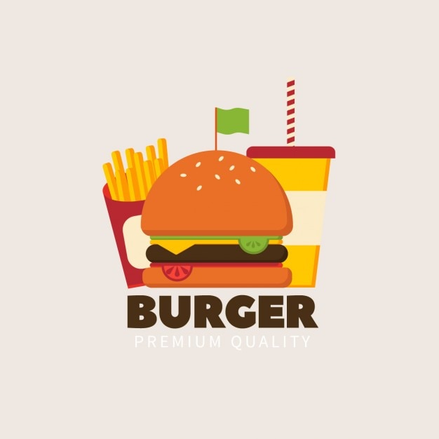 Free Vector burger logo with a green flag