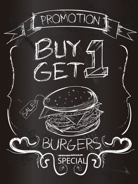 Burger promotion on chalk board