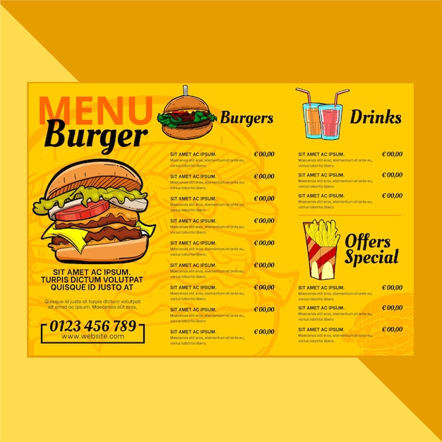 Burger restaurant menu template