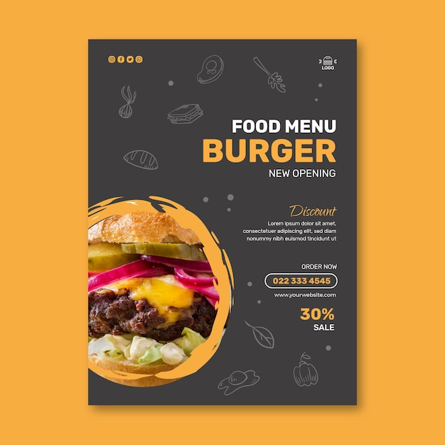 Free Vector burgers restaurant vertical flyer template