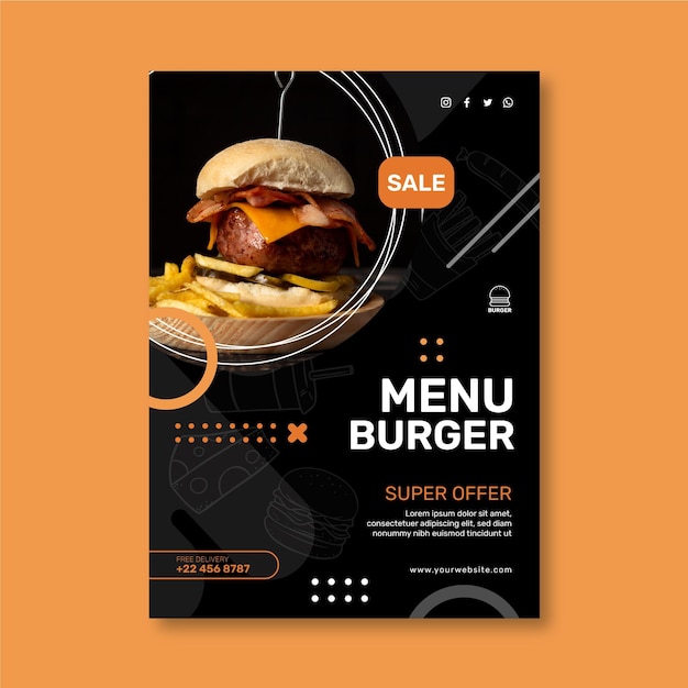 Burgers restaurant vertical flyer template