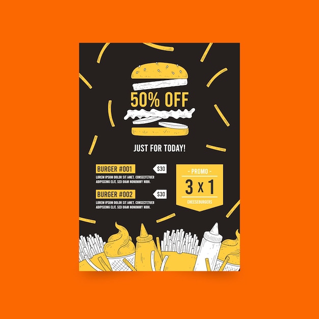 Burgers sale flyer template