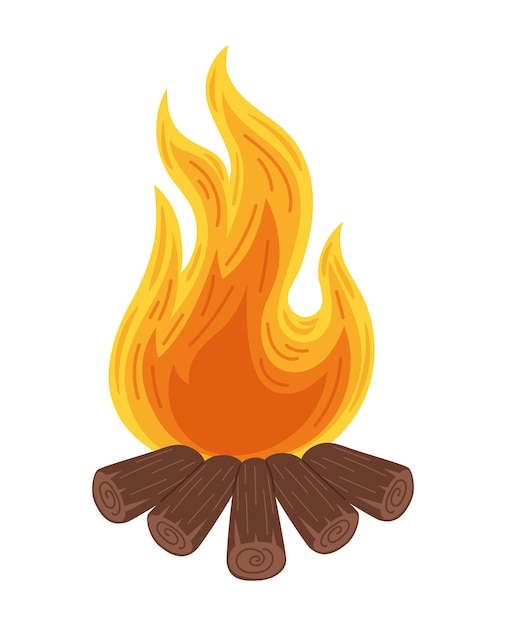 burning campfire flame icon isolated