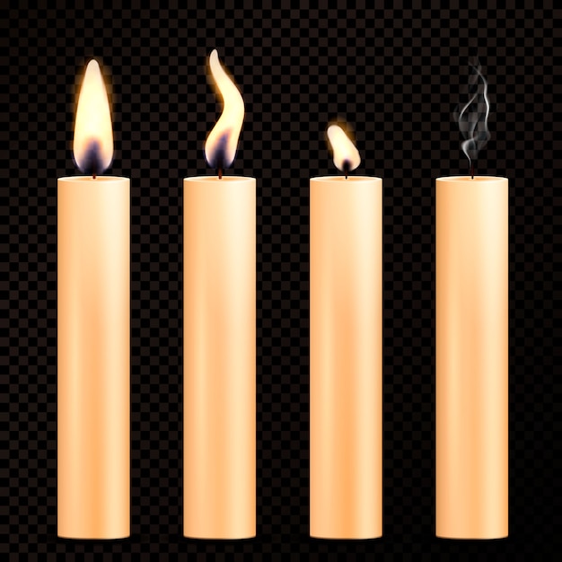 Free Vector burning candles realistic set