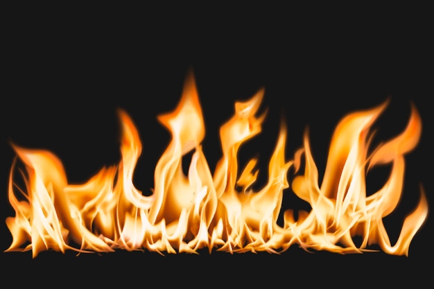 Burning flame border sticker, realistic fire image vector