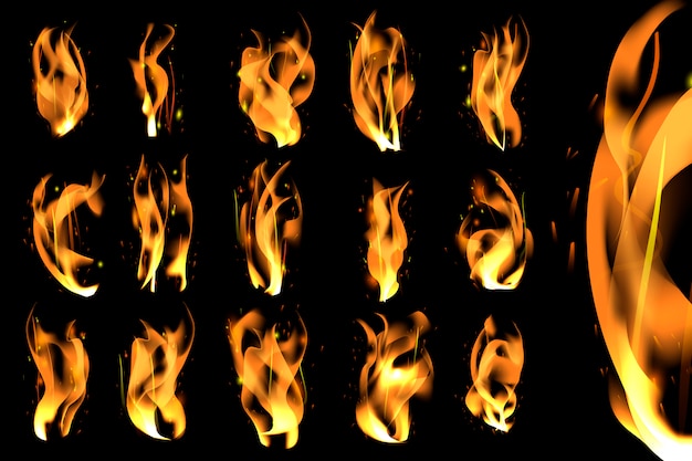 Free Vector burning flames set