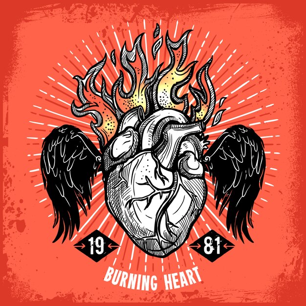 Burning Heart Tattoo