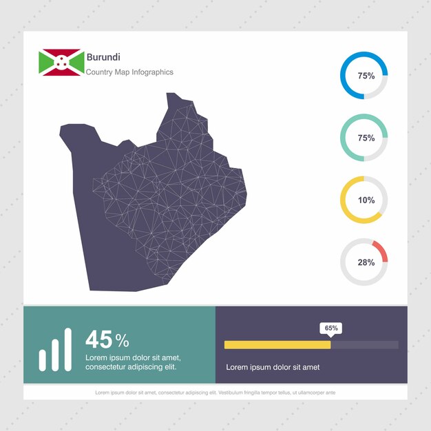 Burundi Map & Flag Infographics template