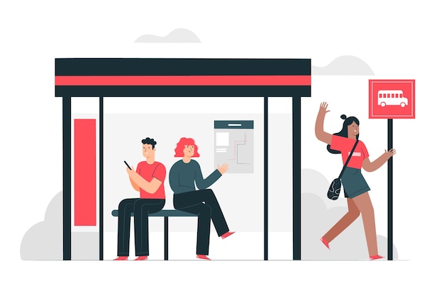 Free Vector bus stop concept illustration