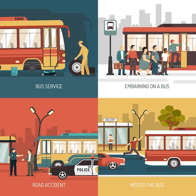 Free vector bus stop elements and characters