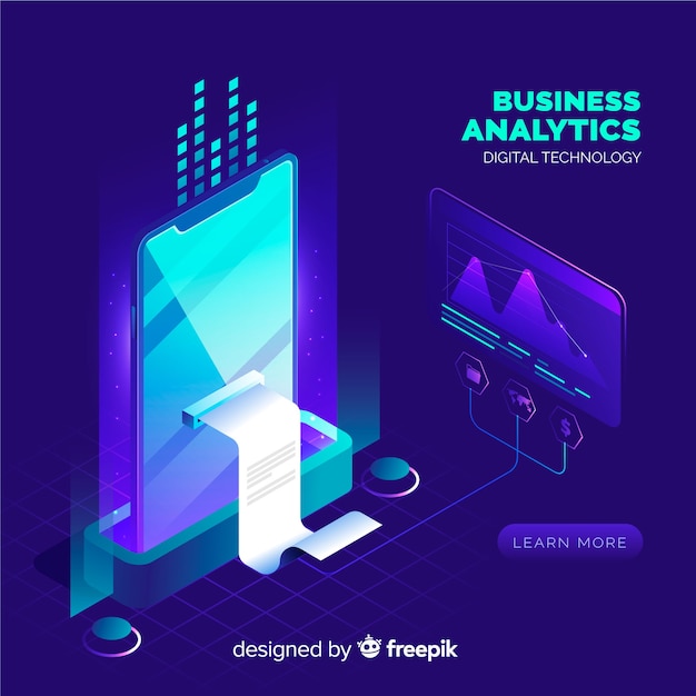 Business analytics background in isometric style