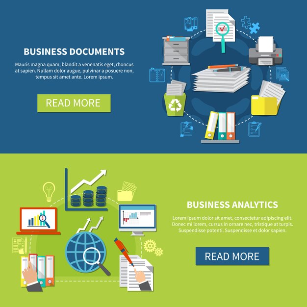 Business analytics banner set