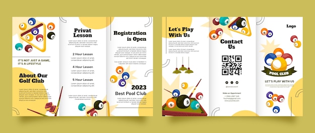 Business brochure template for billiards club and pool game