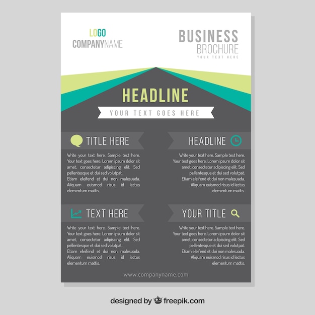 Free Vector business brochure template with green and blue details