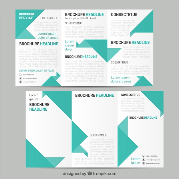 Business brochure template with green geometric forms