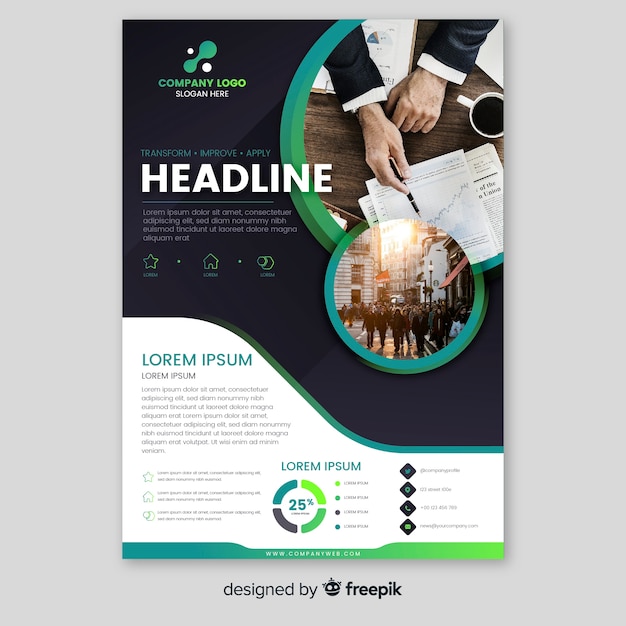 Business brochure template with photo