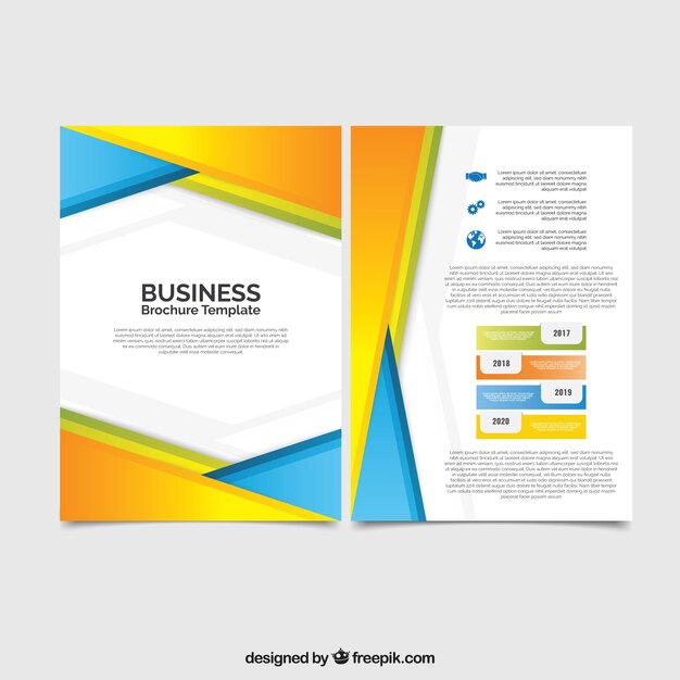 Business brochure with abstract colorful shapes