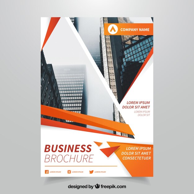 Business brochure with orange abstract forms