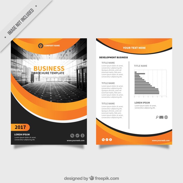 Business brochure with shapes in orange tones