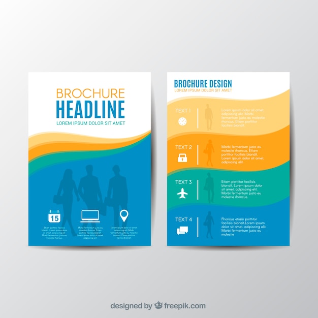 Business brochure with wavy shapes