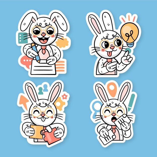 Business bunny stickers set